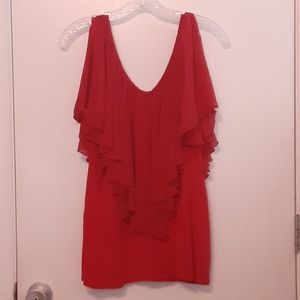 venus red ruffle top